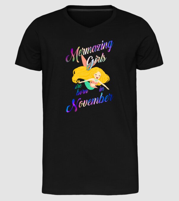 Mermazing girls are born november model negru pe tricou