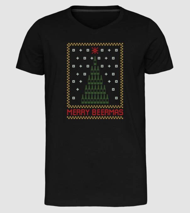 Merry Beermas model negru pe tricou