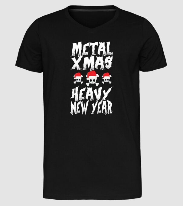 Metal x-mas - Heavy new year model negru pe tricou