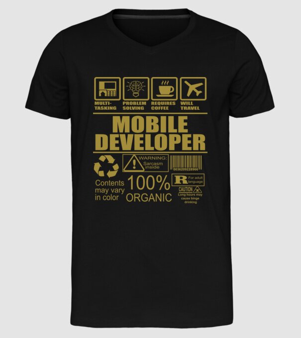 Mobile developer model negru pe tricou