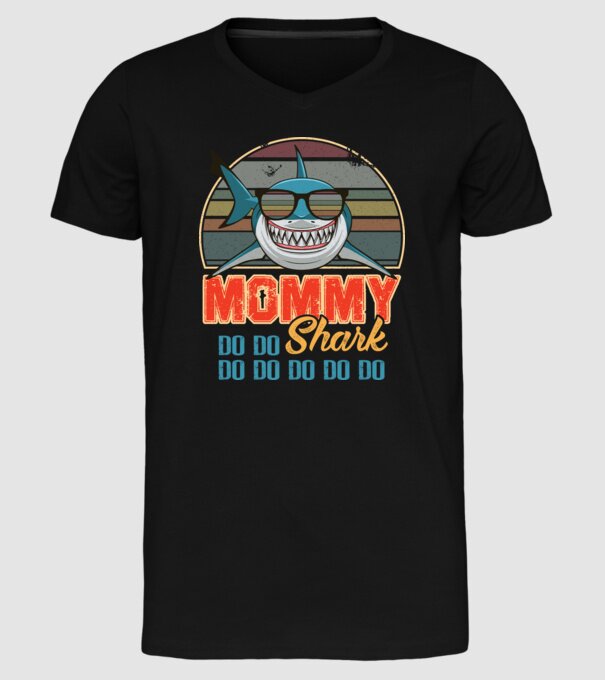 Mommy Shark model negru pe tricou