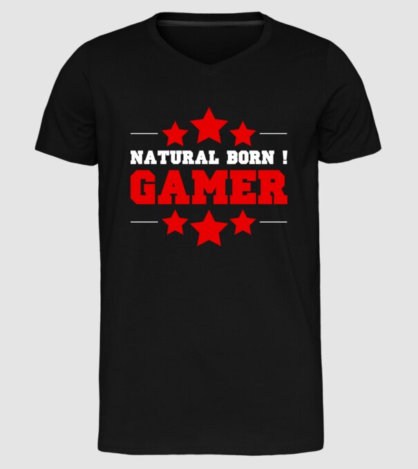 Natural born gamer model negru pe tricou