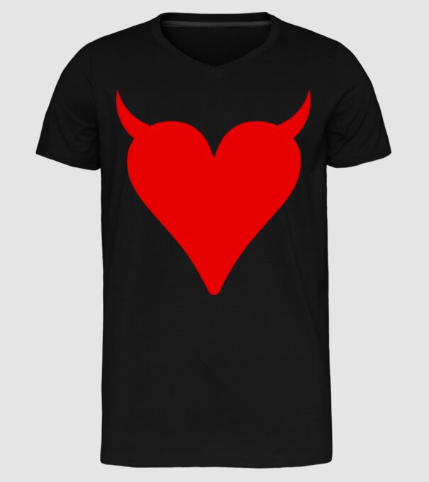 Inimă de diavol model negru pe tricou