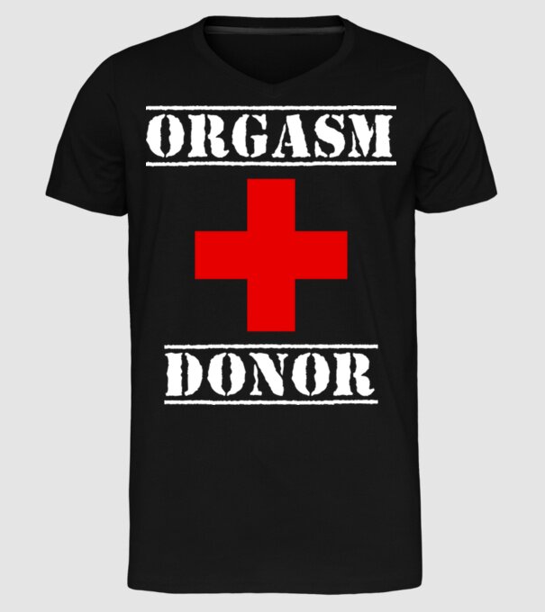 Orgasm Donor model negru pe tricou