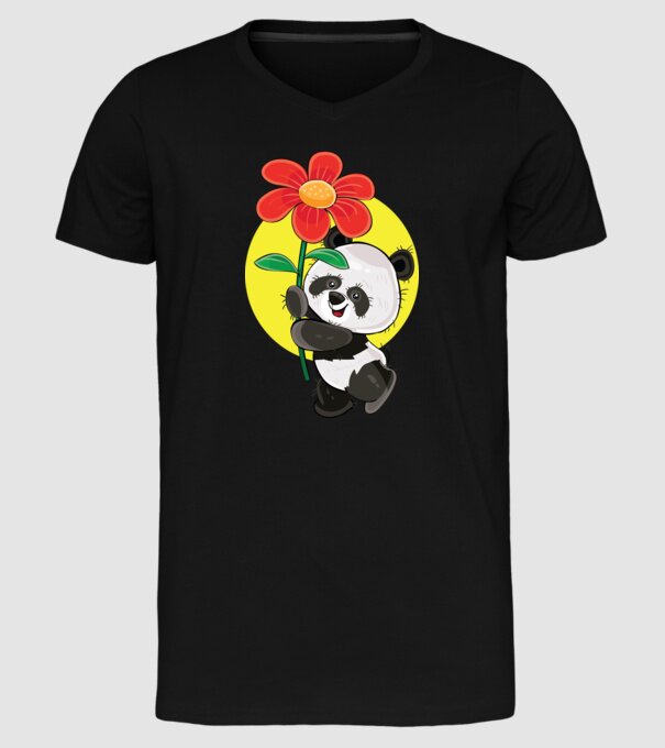 Dragoste panda model negru pe tricou