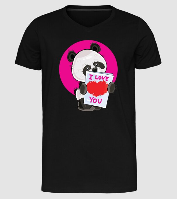 dragoste panda model negru pe tricou