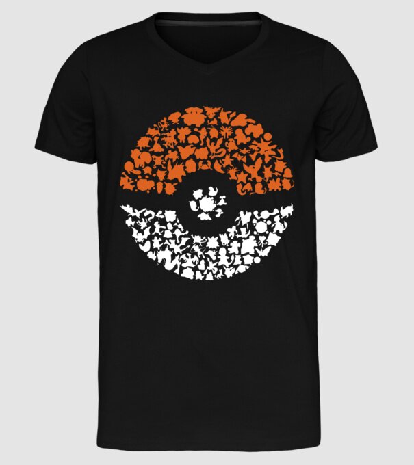 Pokeball model negru pe tricou