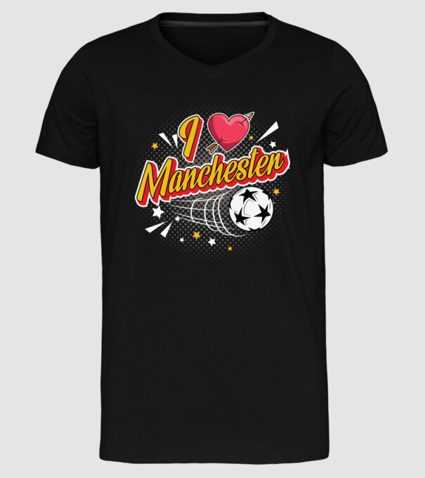 Popart Manchester model negru pe tricou