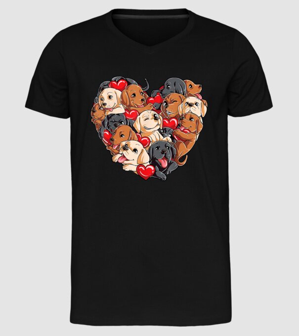 Puppy Heart model negru pe tricou