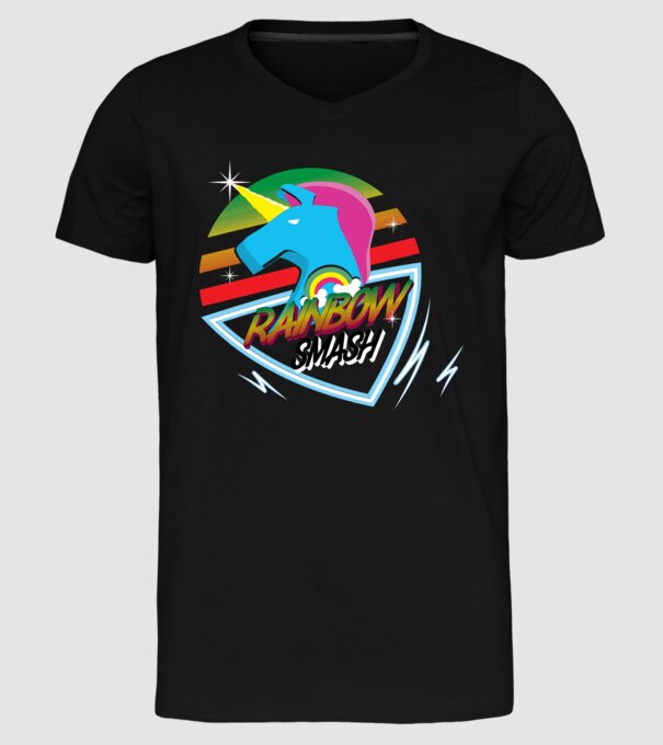 Rainbow smash model negru pe tricou
