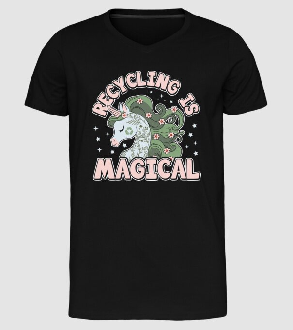Recycling is magical model negru pe tricou