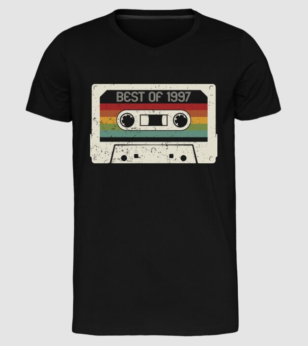 retro tape 1997 vintage model negru pe tricou