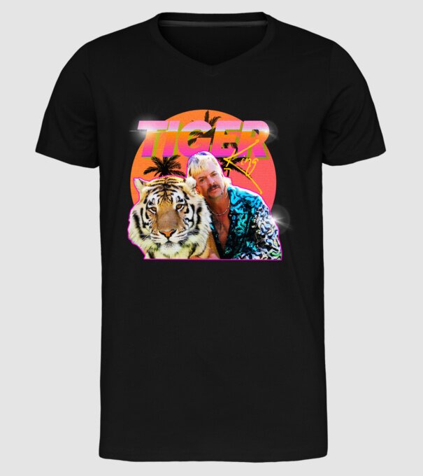 RETRO TIGER KING model negru pe tricou