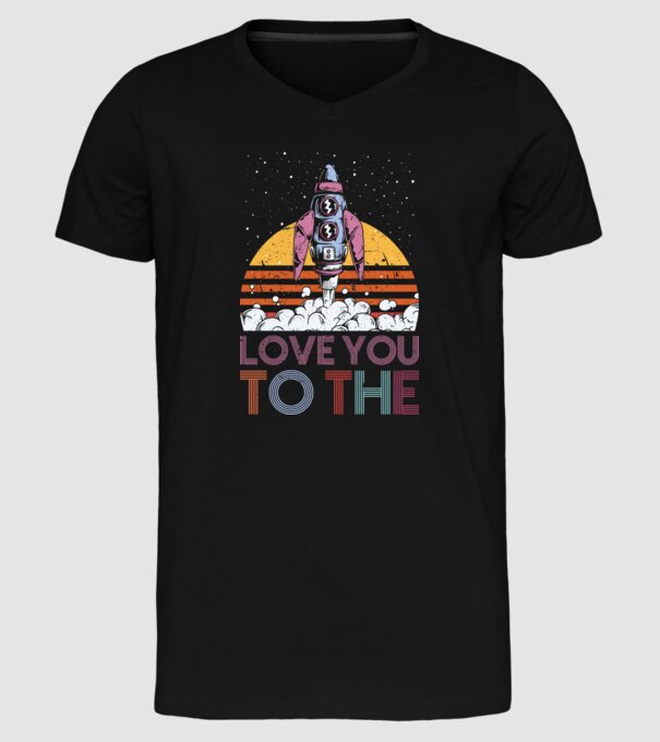 Retro vintage love you to the moon and back ROCKET model negru pe tricou