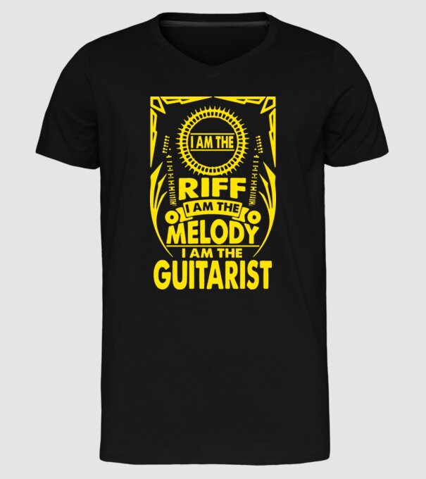 Riff Melody Guitarist model negru pe tricou