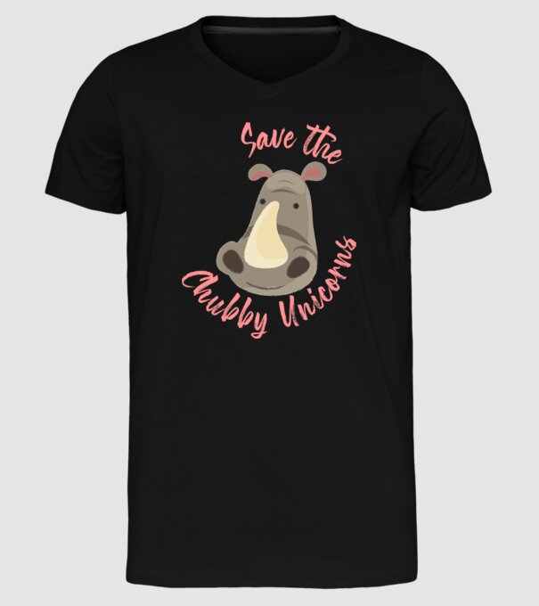 Save the chubby unicorns model negru pe tricou