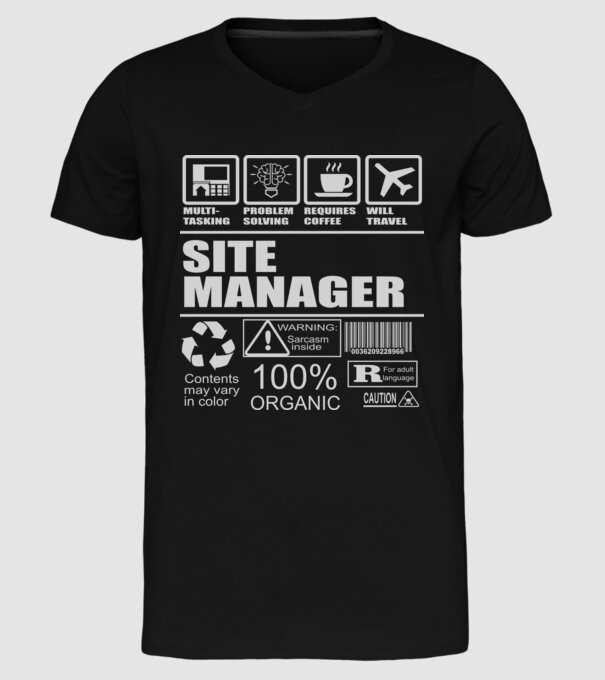 Site manager model negru pe tricou