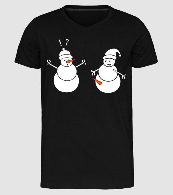 Snowman in action model negru pe tricou