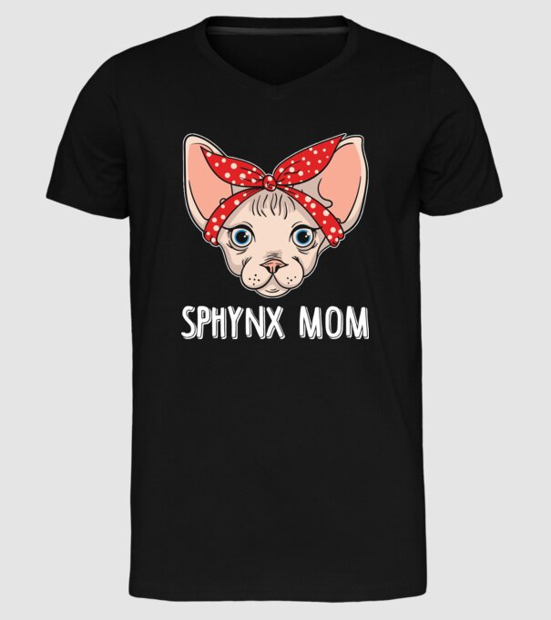 sphynx mom model negru pe tricou