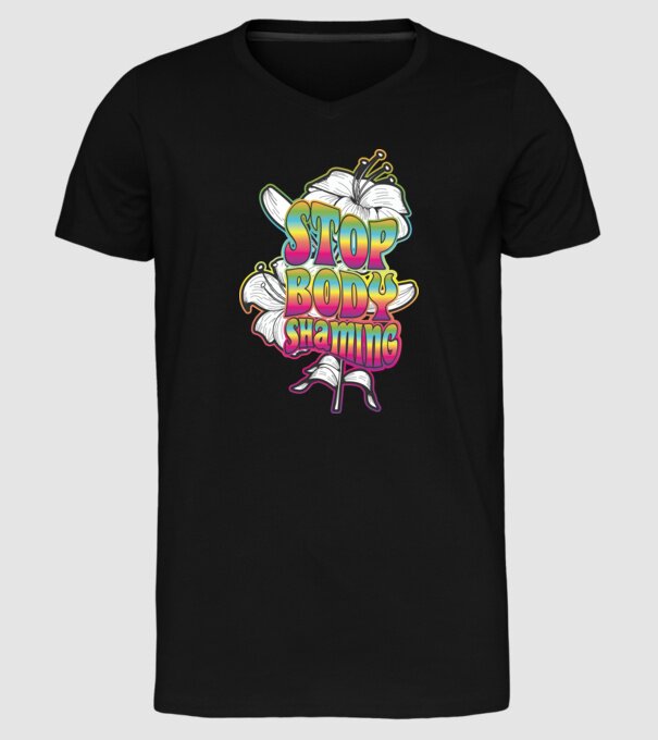 Stop body shaming lily model negru pe tricou