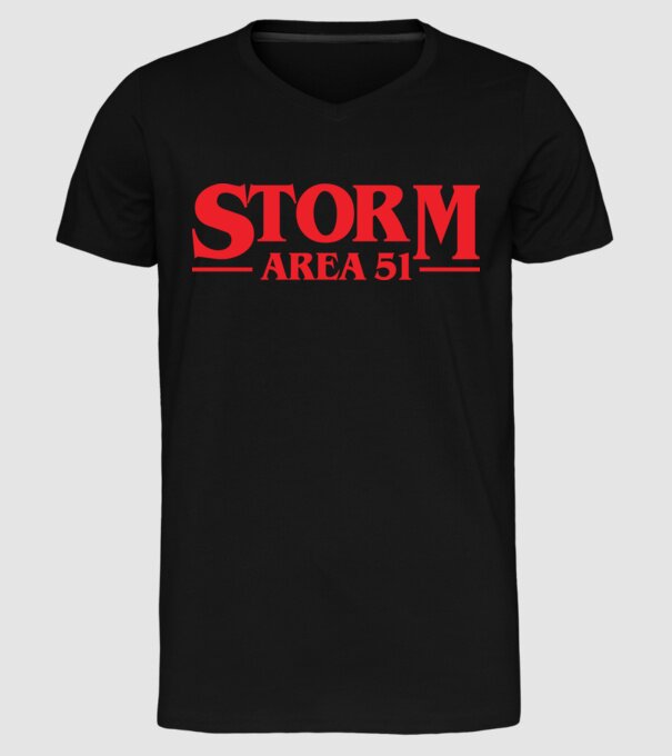 storm area 51 stranger model negru pe tricou