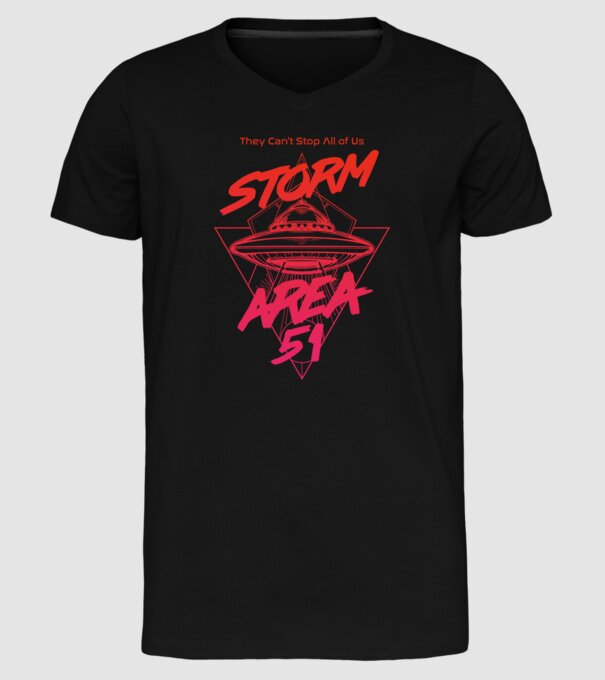 storm area 51 ufo orange model negru pe tricou