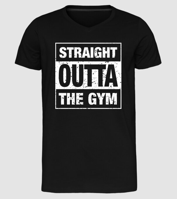 Straight outta gym model negru pe tricou