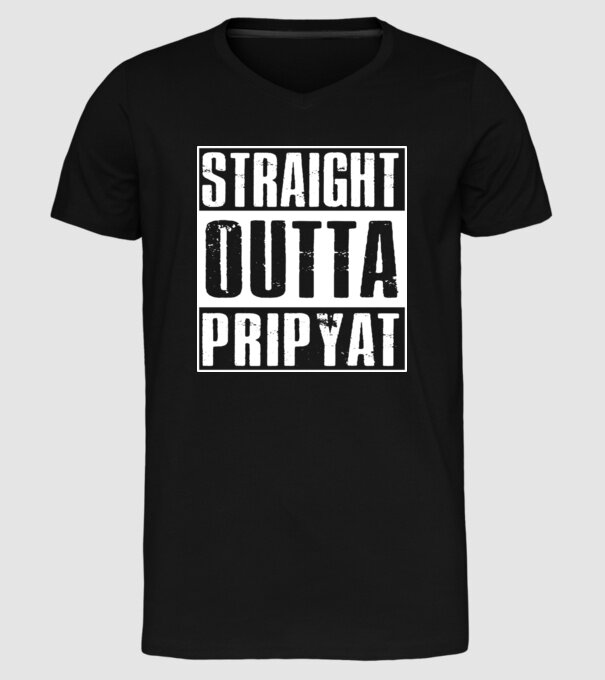 Straight outta pripyat model negru pe tricou
