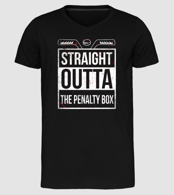 Straight outta the penalty box model negru pe tricou