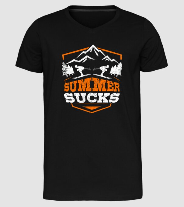 Summer sucks model negru pe tricou