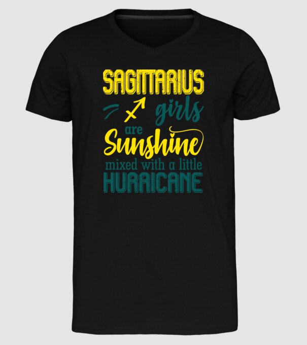 Sunshine with Hurricane SAGITTARIUS model negru pe tricou
