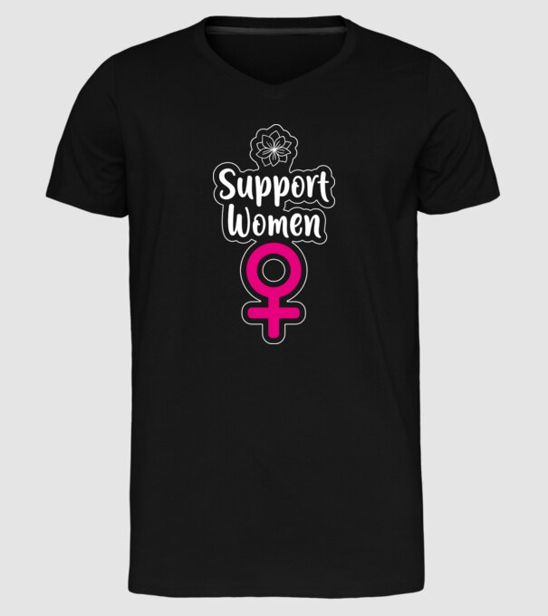 Support Women model negru pe tricou