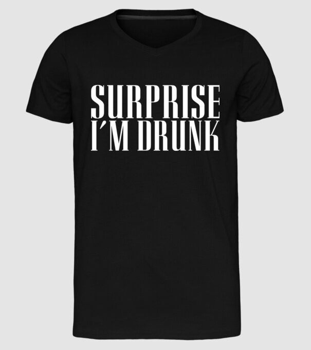 Surprise im drunk model negru pe tricou