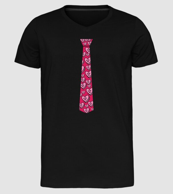 Cravată cu inimă model negru pe tricou