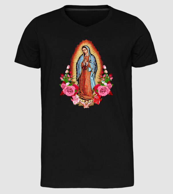 Fecioara Maria model negru pe tricou