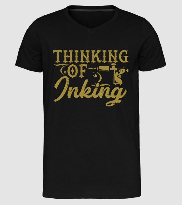 Thinking of inking model negru pe tricou