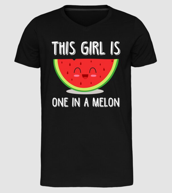 This girl is one in a melon white model negru pe tricou