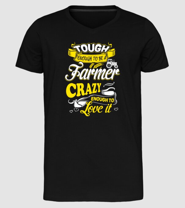 Tough enough to be a farmer Traktoros model negru pe tricou