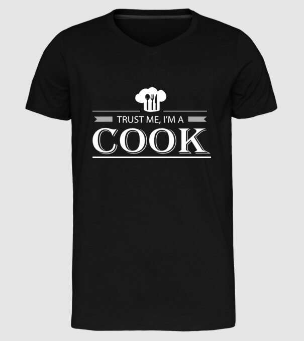 'Trust me I''m a cook' model negru pe tricou