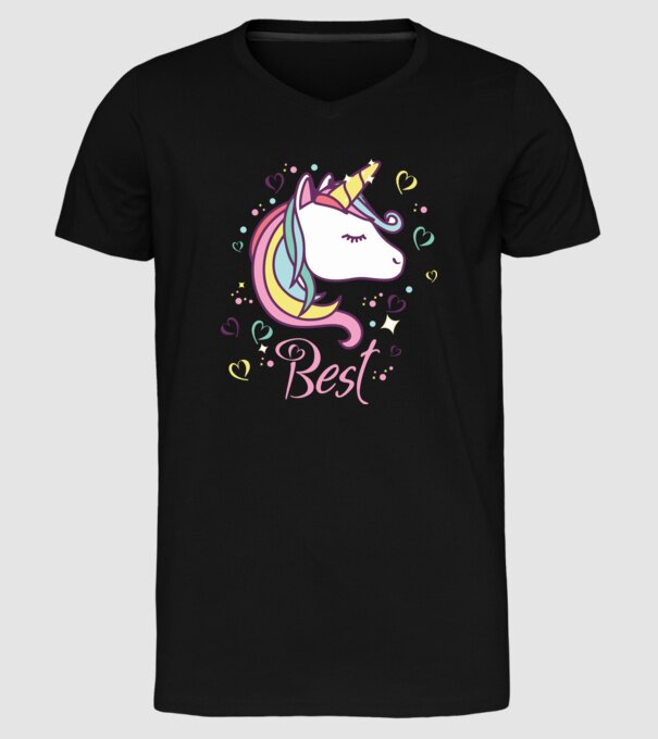 Unicorn Best model negru pe tricou