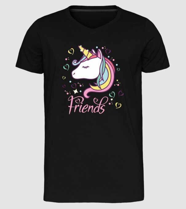 Unicorn Friend model negru pe tricou