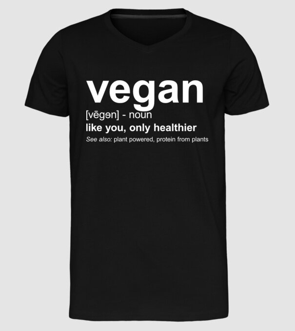 Vegan definition model negru pe tricou