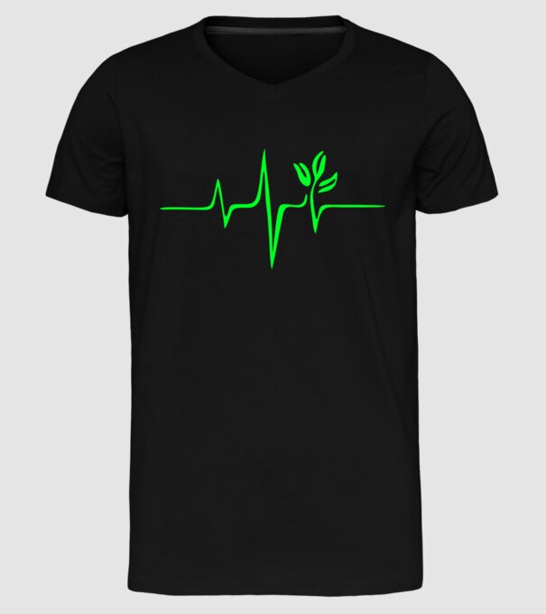 vegan heartbeat model negru pe tricou