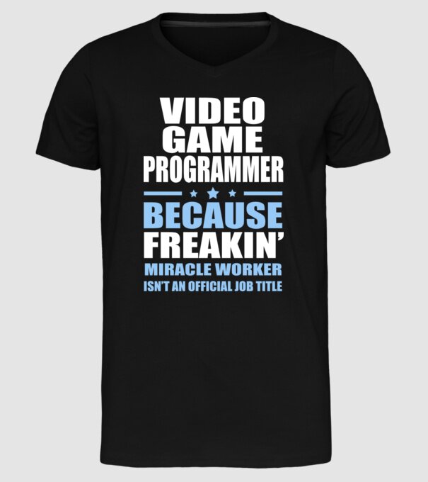 Video game Programmer model negru pe tricou