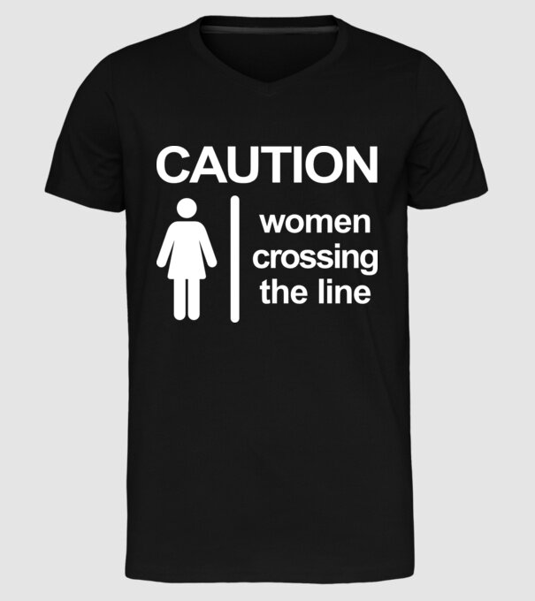 Atenție, femeie care depășește barierele model negru pe tricou