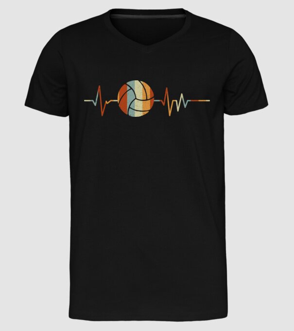 Volleyball heartbeat model negru pe tricou