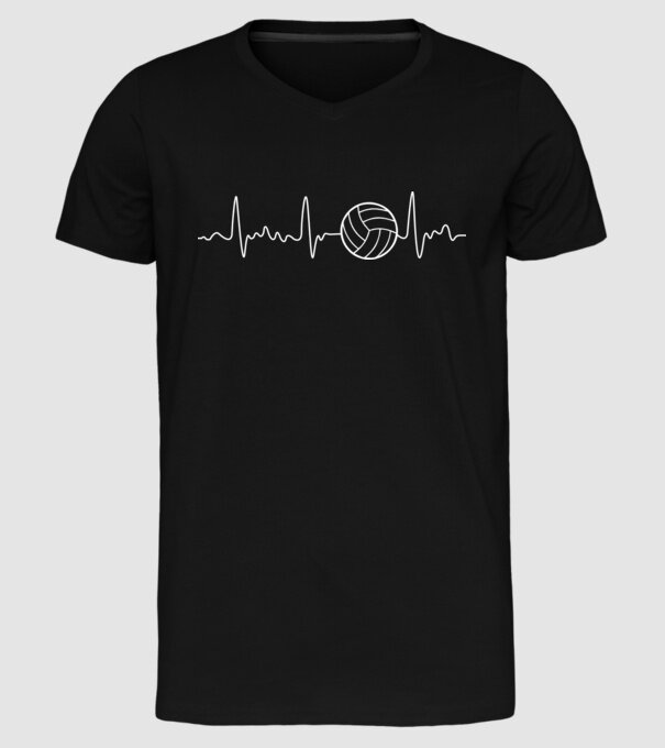 Volleyball heartbeat model negru pe tricou