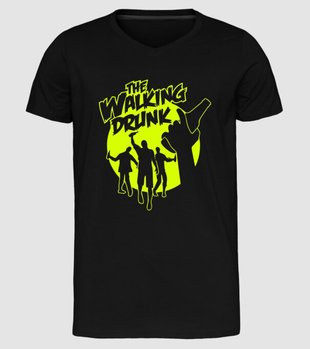Walking Drunk model negru pe tricou