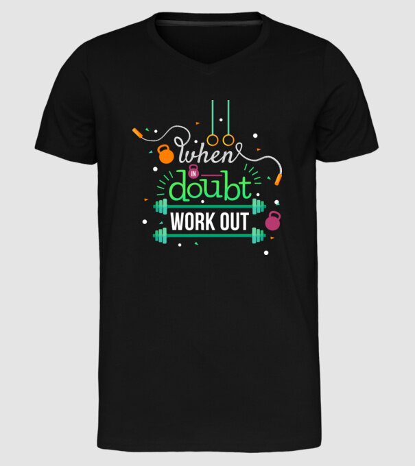 When in doubt model negru pe tricou