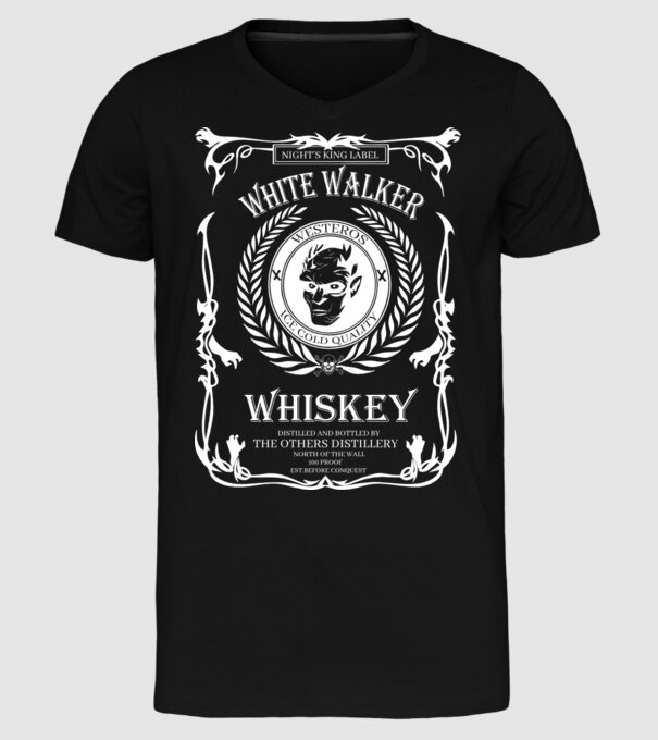 Whiskey White Walker model negru pe tricou